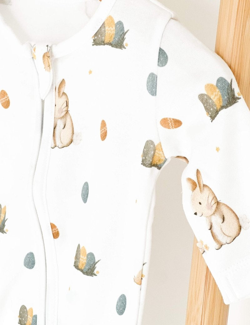 Cozy Easter Bunny Bamboo & Organic Cotton Zip Sleepsuit One Piece - Cozy Crew Club