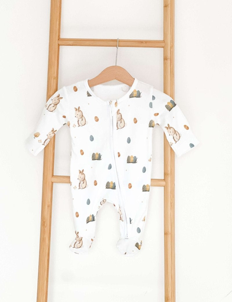 Cozy Easter Bunny Bamboo & Organic Cotton Zip Sleepsuit One Piece - Cozy Crew Club