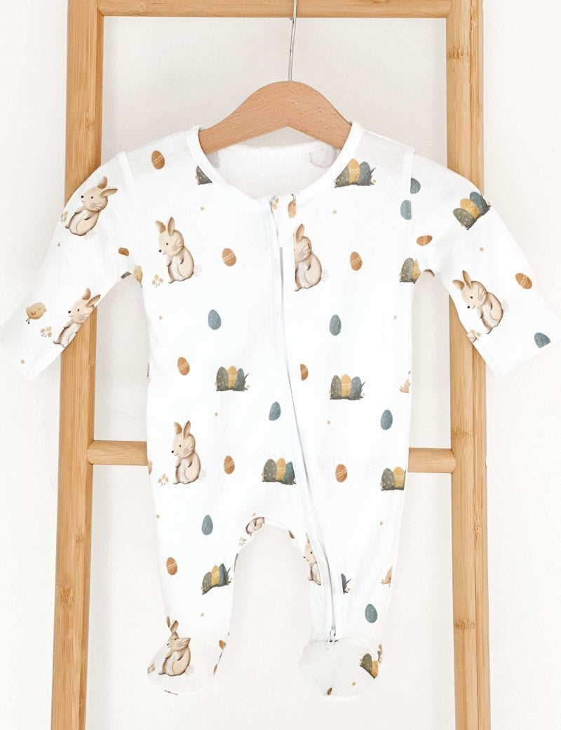 Cozy Easter Bunny Bamboo & Organic Cotton Zip Sleepsuit One Piece - Cozy Crew Club