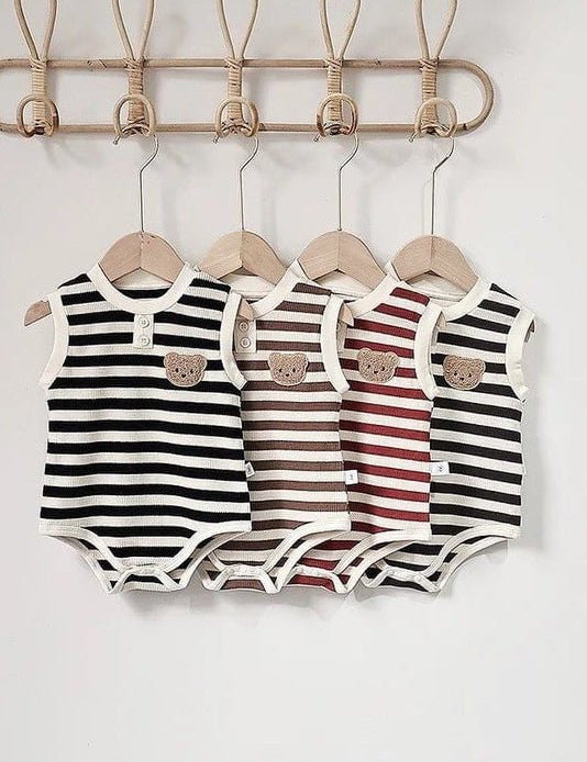 The Bear Beach Stripe Bodysuit - Cozy Crew Club