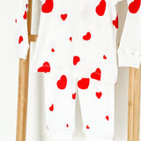 Zweiteiliges Set mit langen Ärmeln aus Bambus und Bio-Baumwolle „Love Heart Valentines“