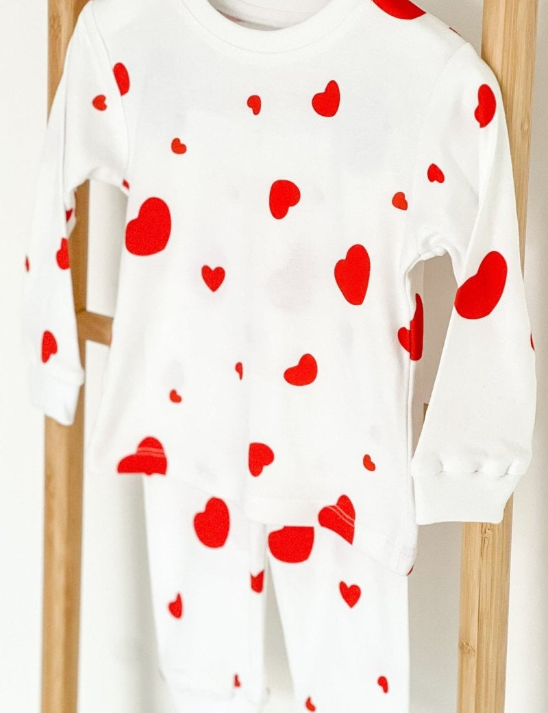 Love Heart Bamboo & Organic Cotton Two-Piece Set Long Sleeve Pyjamas - Cozy Crew Club