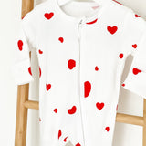 Love Heart Bamboo Zip Sleepsuit Romper One Piece