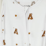 Combinaison de nuit zippée en bambou avec ours en une seule pièce