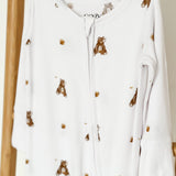 Combinaison de nuit zippée en bambou avec ours en une seule pièce