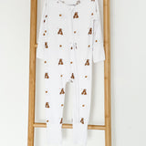 Combinaison de nuit zippée en bambou avec ours en une seule pièce