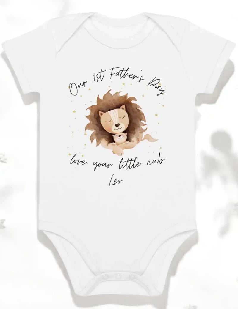 Our First Father's Day (Personalised Lion Bodysuit) - Cozy Crew Club