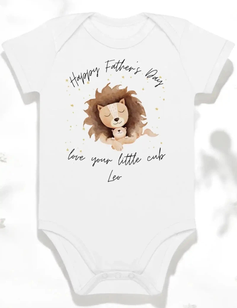 Happy Father's Day (Personalised Lion Bodysuit) - Cozy Crew Club
