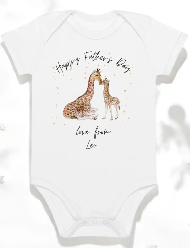 Happy Father's Day (Personalised Giraffe Bodysuit) - Cozy Crew Club