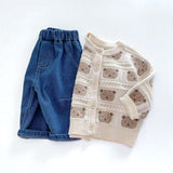 COZY Tonal Bear Cardigan Creme