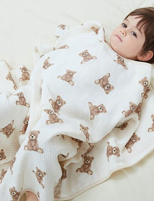 Baby Bear Hooded Bath Towel Receiving Blanket - Cozy Crew Club