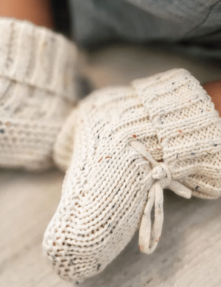COZY Speckle Knit Booties 100% Cotton - Cozy Crew Club