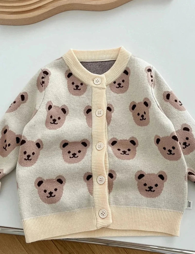 COZY Bear Cardigan Creme - Cozy Crew Club