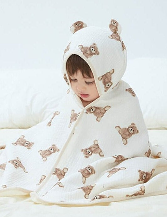 Baby Bear Hooded Bath Towel Receiving Blanket - Cozy Crew Club