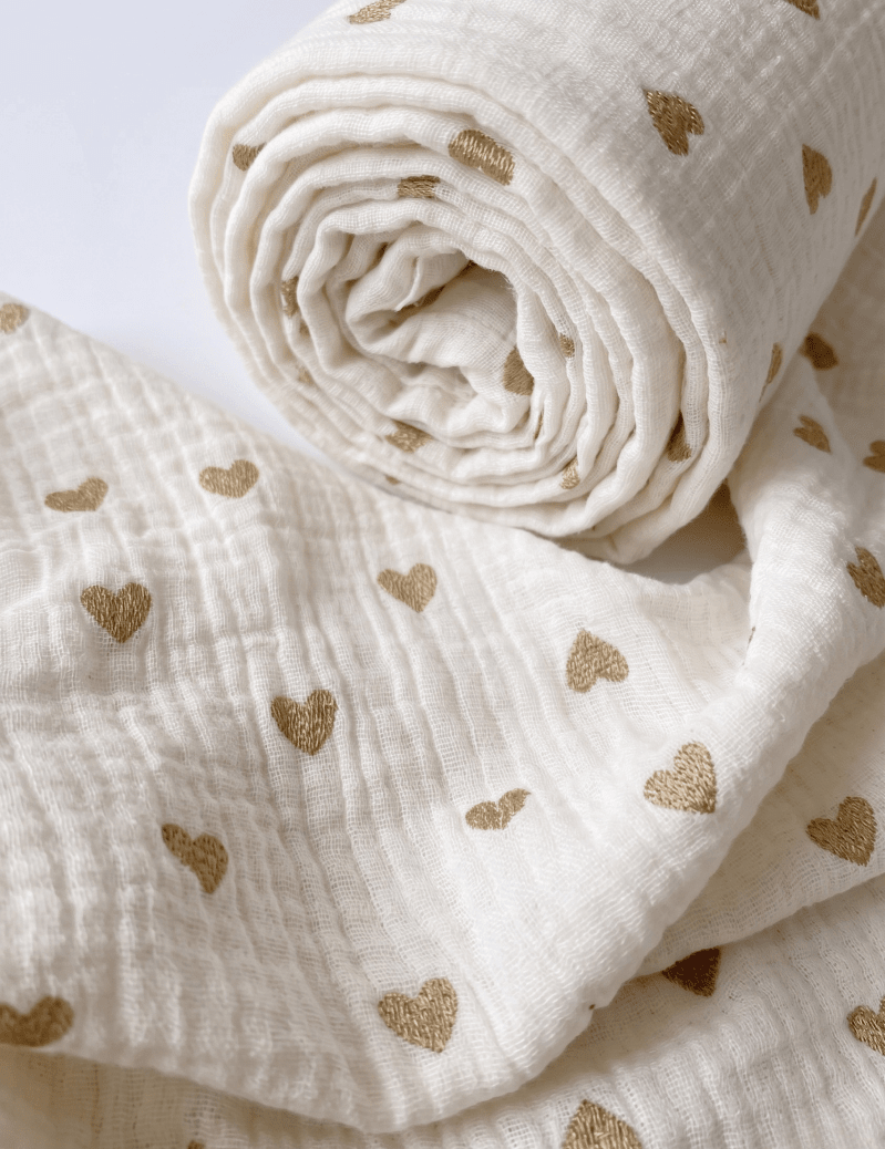 The Love Heart Muslin Blanket Swaddle - Cozy Crew Club