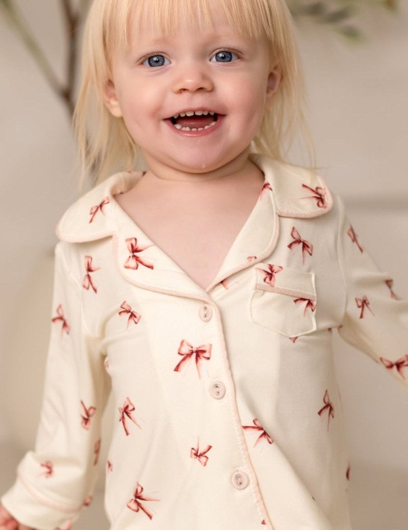 Mini COZY Rosy Ribbon Pyjamas Set - Cozy Crew Club