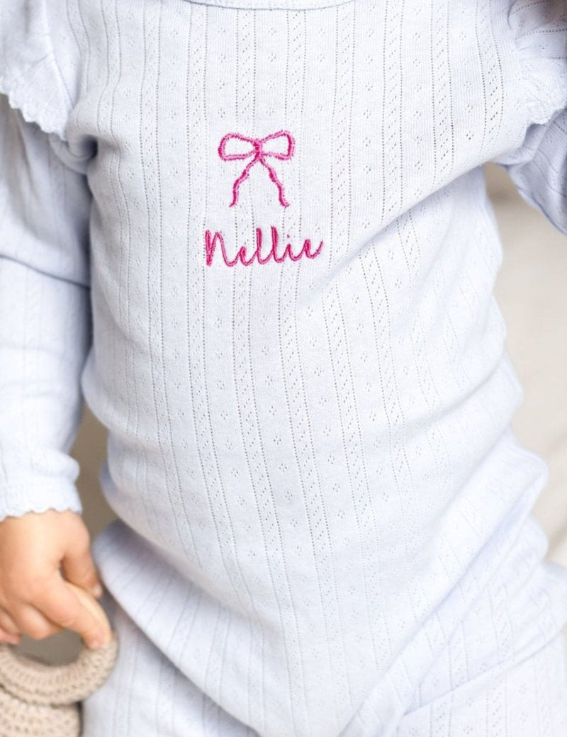 Knitted Bow Frill Romper Personalsied - Cozy Crew Club