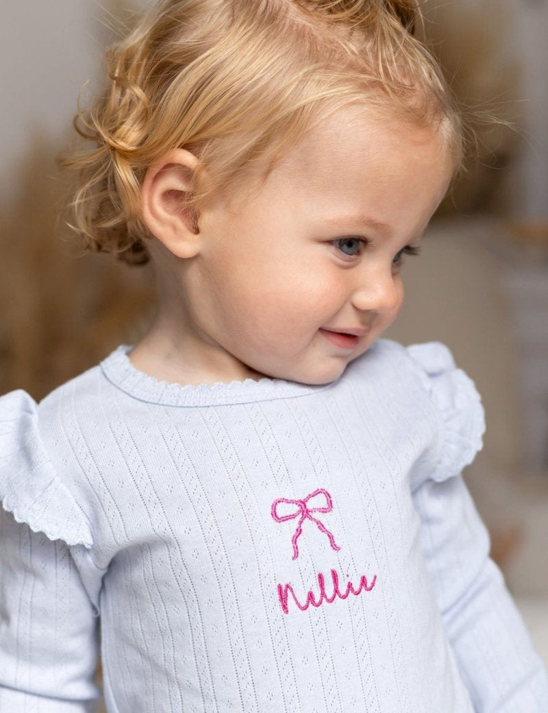 Knitted Bow Frill Romper Personalsied - Cozy Crew Club