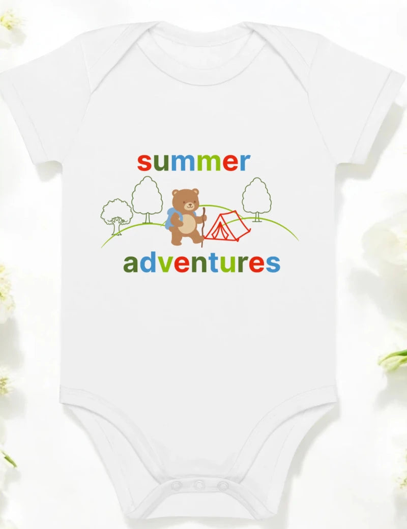 Summer Adventures Bodysuit in White - Cozy Crew Club