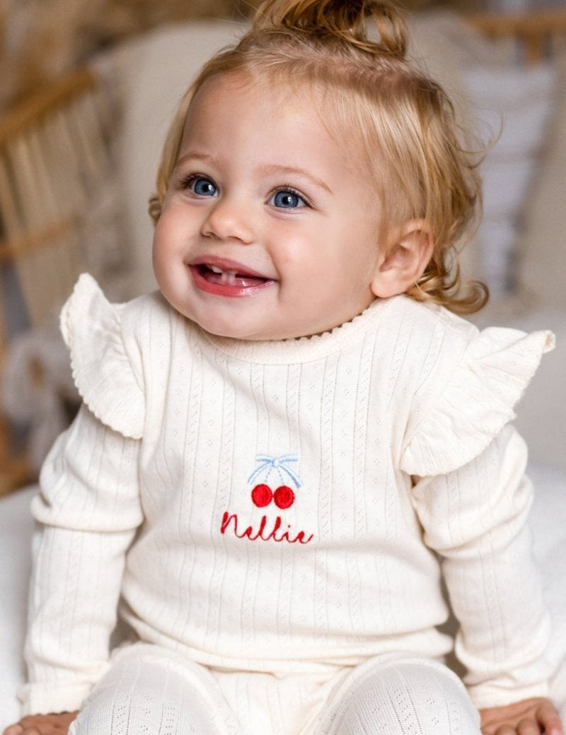 Knitted Cherry Romper - Cozy Crew Club