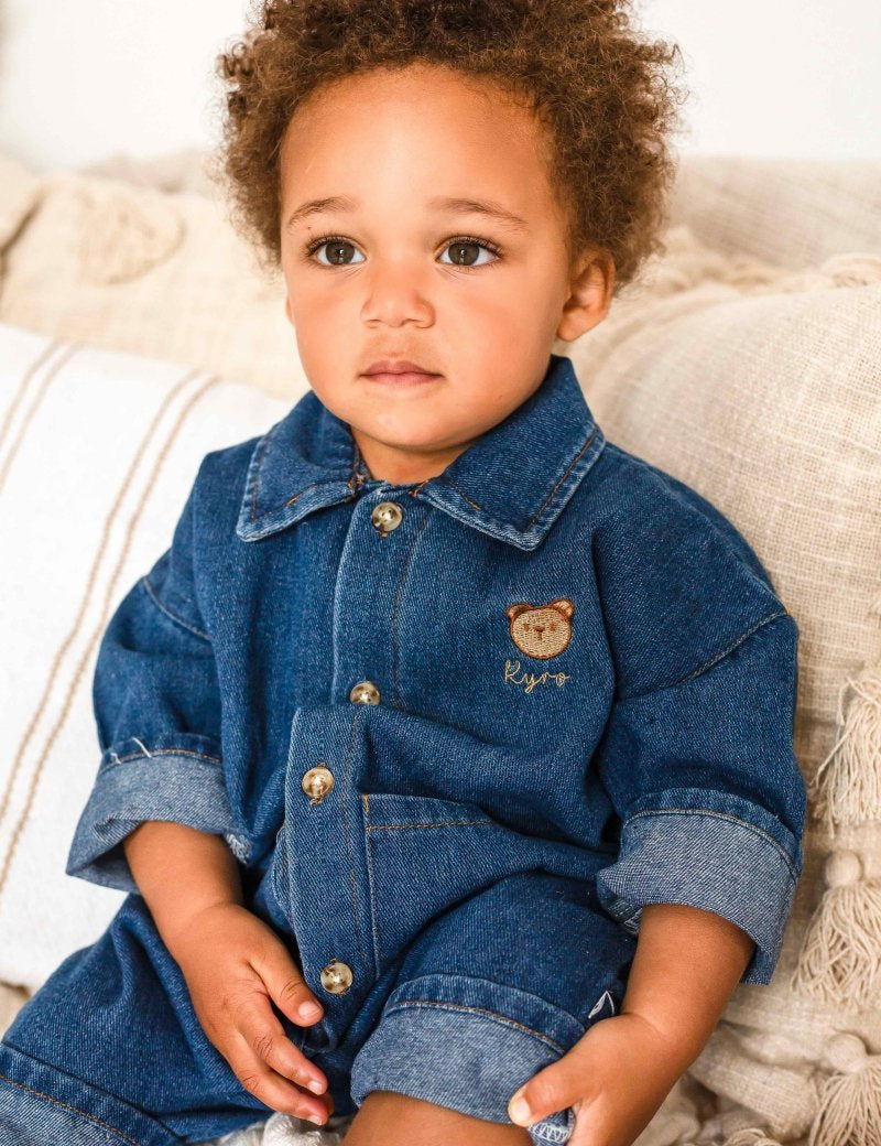 Bear Denim Piece Light or Dark Denim - Cozy Crew Club