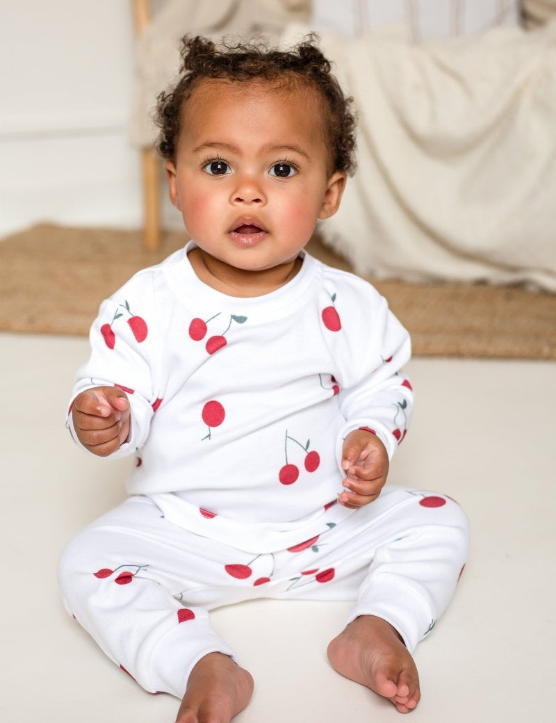 Cherry Bamboo & Organic Cotton Two-Piece Set Long Sleeve Pyjamas - Cozy Crew Club