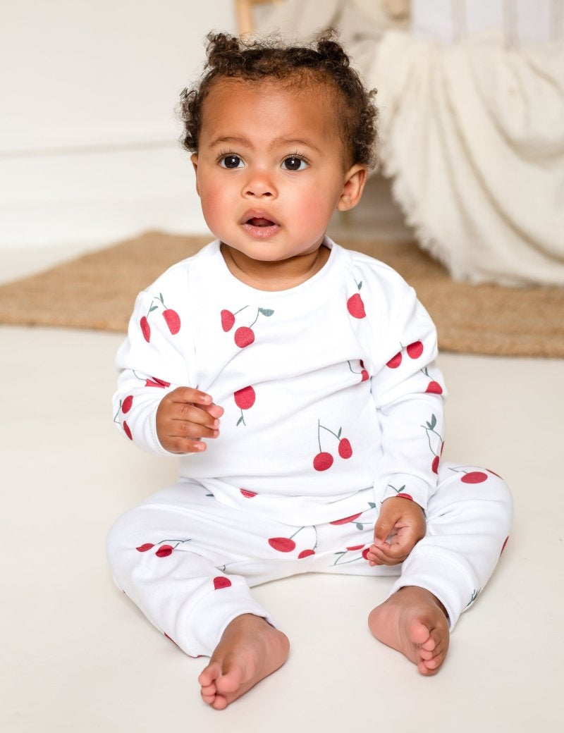 Cherry Bamboo & Organic Cotton Two-Piece Set Long Sleeve Pyjamas - Cozy Crew Club