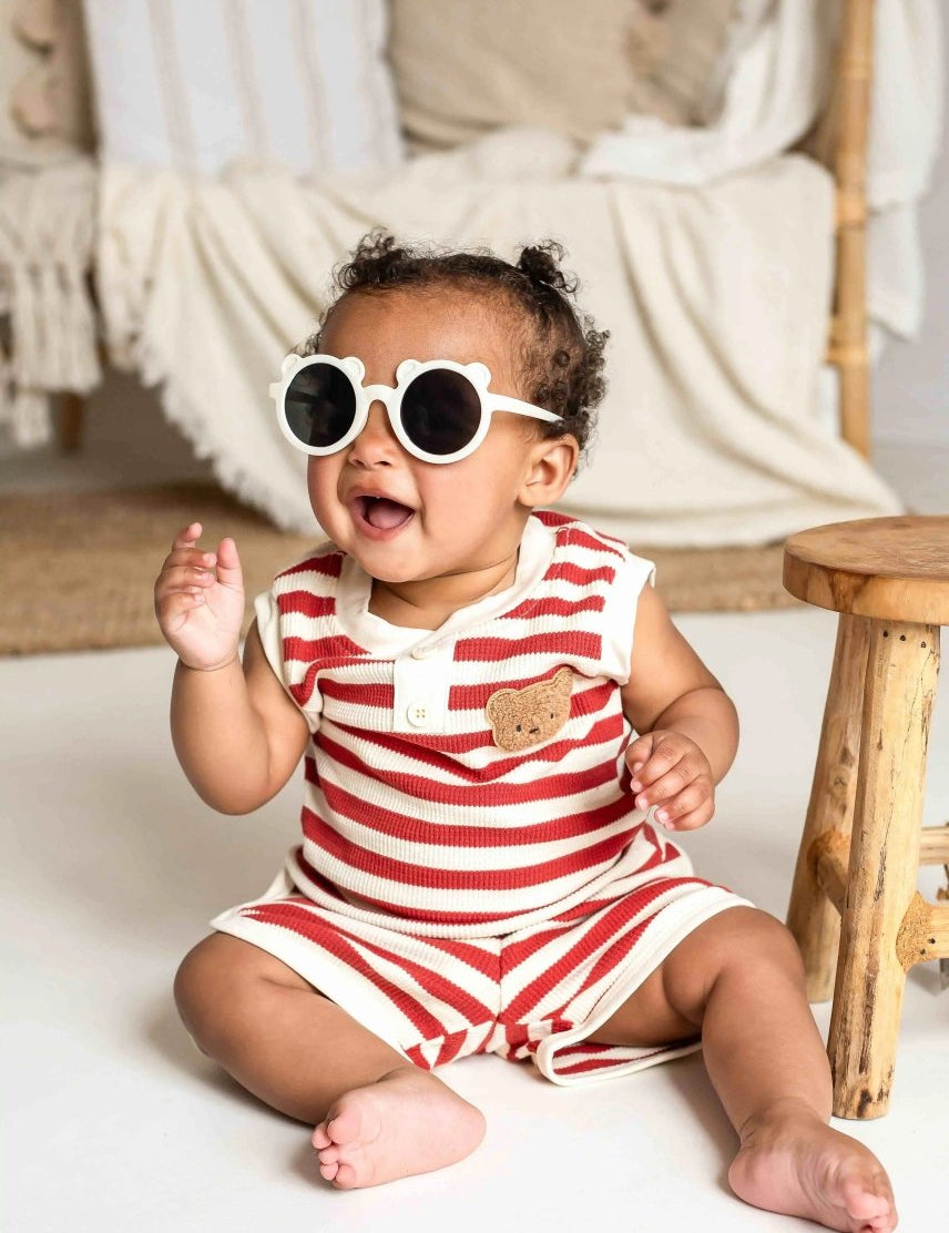 The Bear Beach Stripe Shorts & T-Shirt - Cozy Crew Club