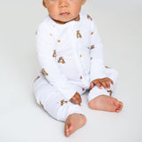 Combinaison de nuit zippée en bambou avec ours en une seule pièce