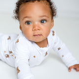 Combinaison de nuit zippée en bambou avec ours en une seule pièce