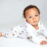 Combinaison de nuit zippée en bambou avec ours en une seule pièce