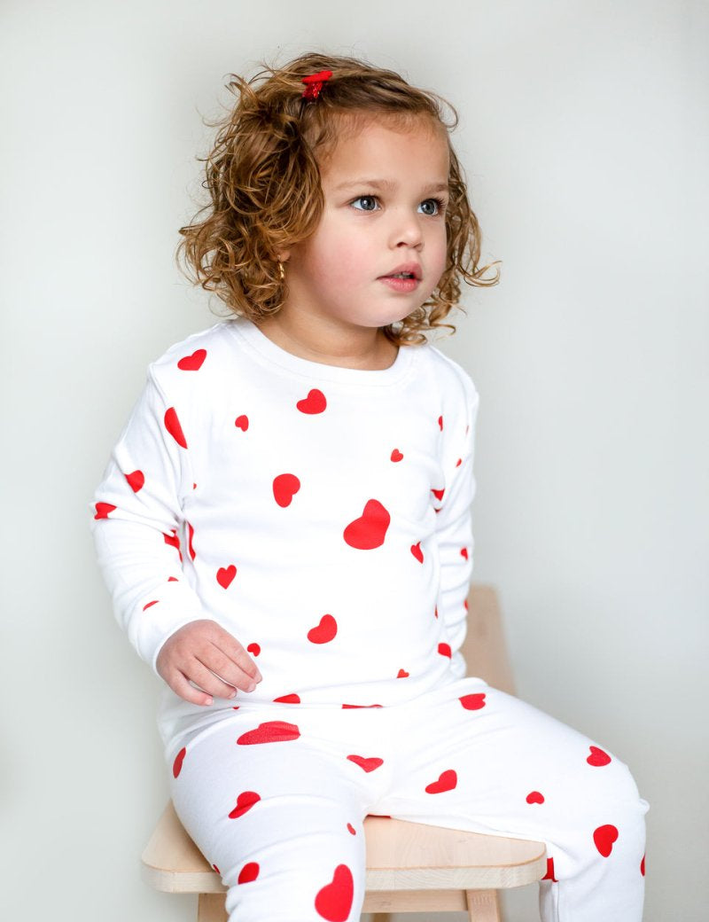 Love Heart Bamboo & Organic Cotton Two-Piece Set Long Sleeve Pyjamas - Cozy Crew Club