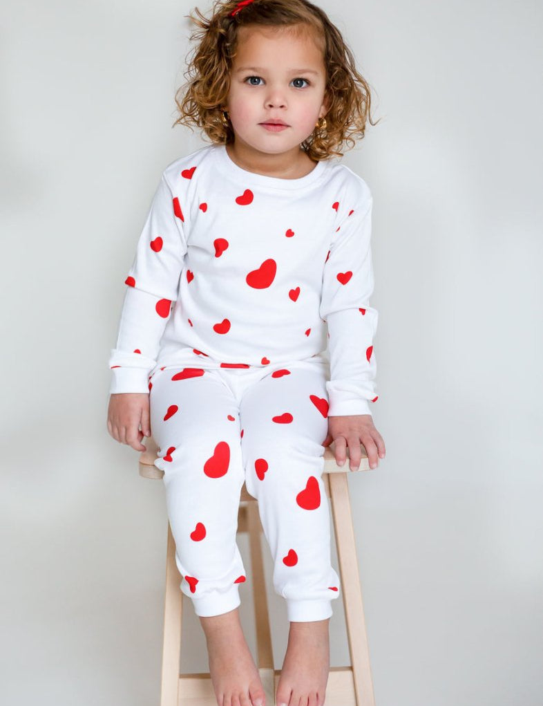 Love Heart Bamboo & Organic Cotton Two-Piece Set Long Sleeve Pyjamas - Cozy Crew Club