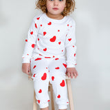 Zweiteiliges Set mit langen Ärmeln aus Bambus und Bio-Baumwolle „Love Heart Valentines“