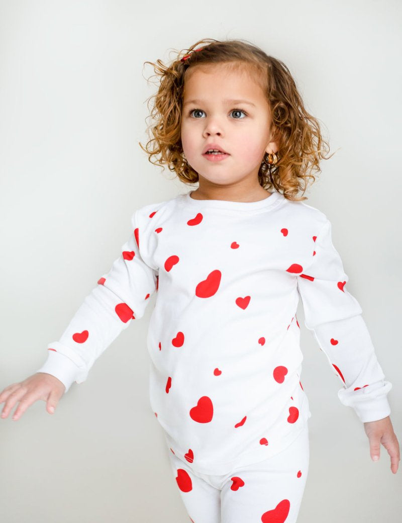 Love Heart Bamboo & Organic Cotton Two-Piece Set Long Sleeve Pyjamas - Cozy Crew Club