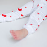 Schlafanzug mit Reißverschluss aus Bambus und Bio-Baumwolle mit Herzmotiv „Love Heart Valentines“, einteilig