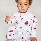 Love Heart Bamboo Zip Sleepsuit Romper One Piece