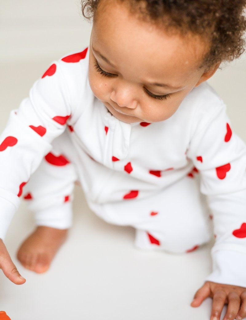 Love Heart Bamboo & Organic Cotton Zip Sleepsuit One Piece - Cozy Crew Club