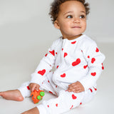 Schlafanzug mit Reißverschluss aus Bambus und Bio-Baumwolle mit Herzmotiv „Love Heart Valentines“, einteilig