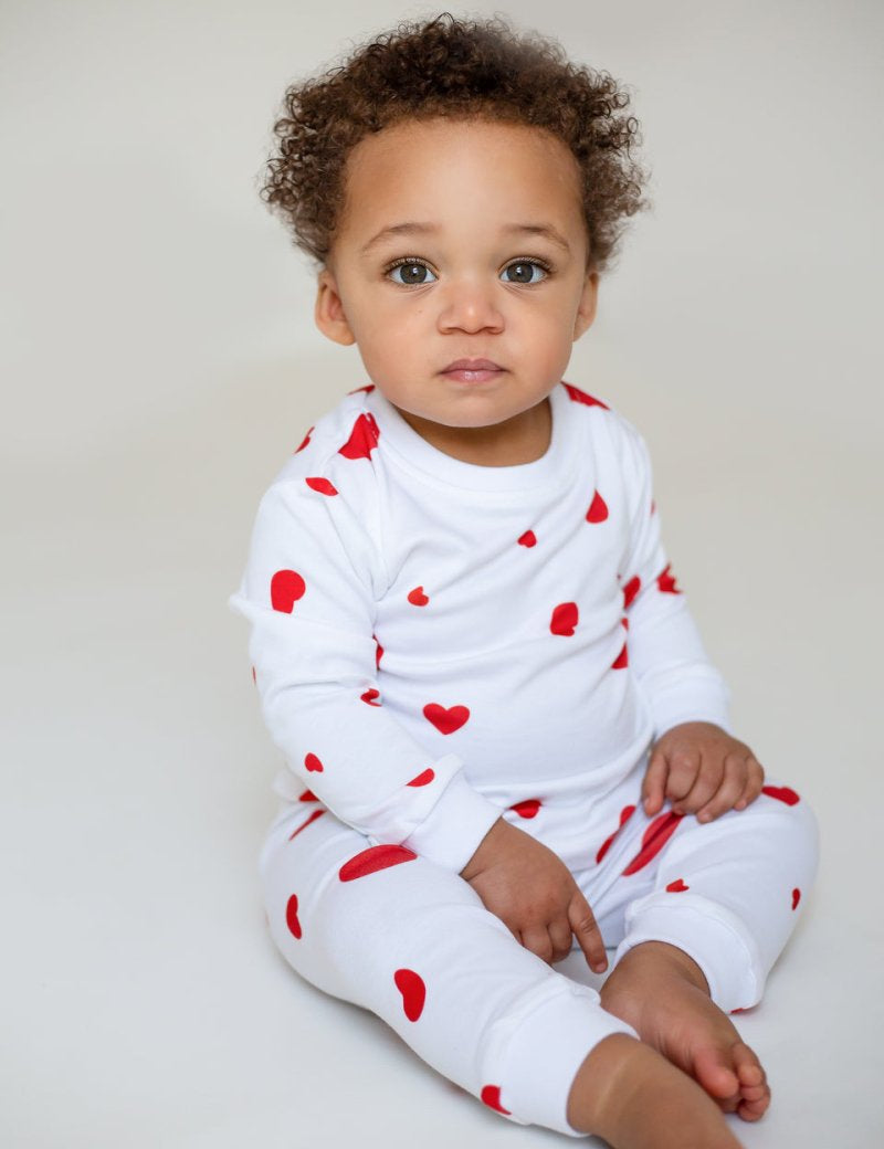 Love Heart Bamboo & Organic Cotton Two-Piece Set Long Sleeve Pyjamas - Cozy Crew Club