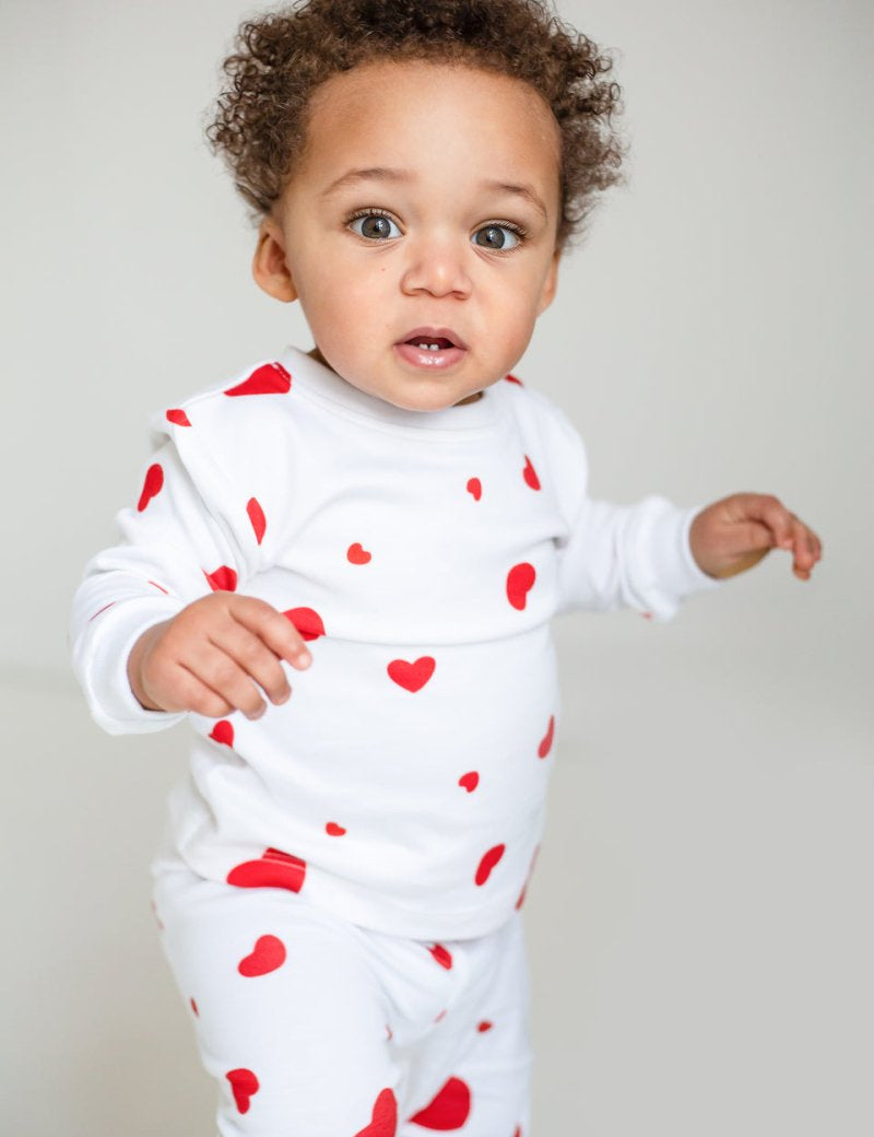 Love Heart Bamboo & Organic Cotton Two-Piece Set Long Sleeve Pyjamas - Cozy Crew Club