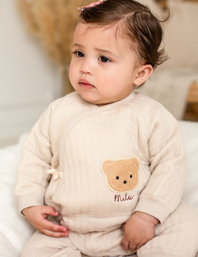 The Teddy Bear Boucle Wrap Baby Grow Romper - Cozy Crew Club