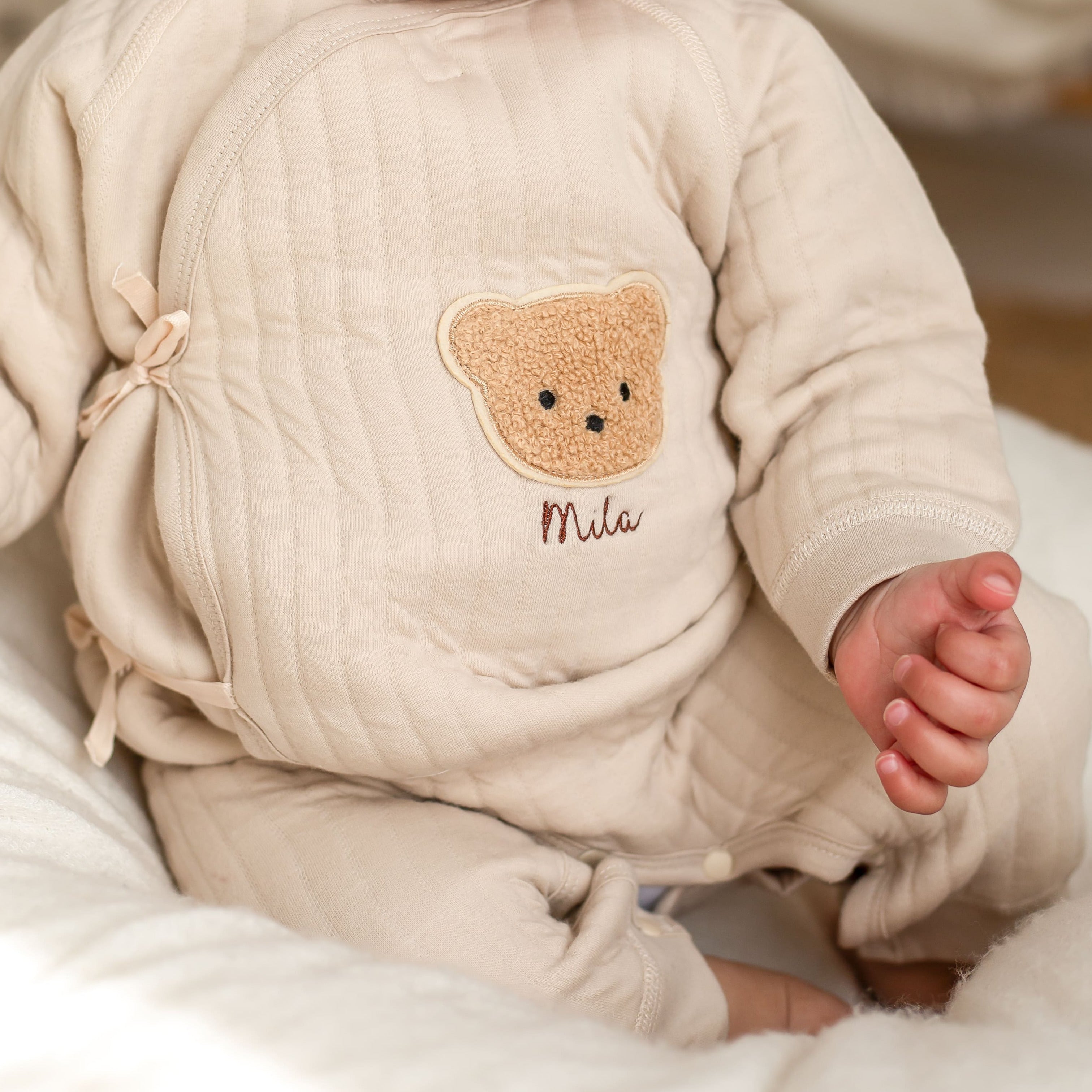 The Teddy Bear Boucle Wrap Baby Grow Romper