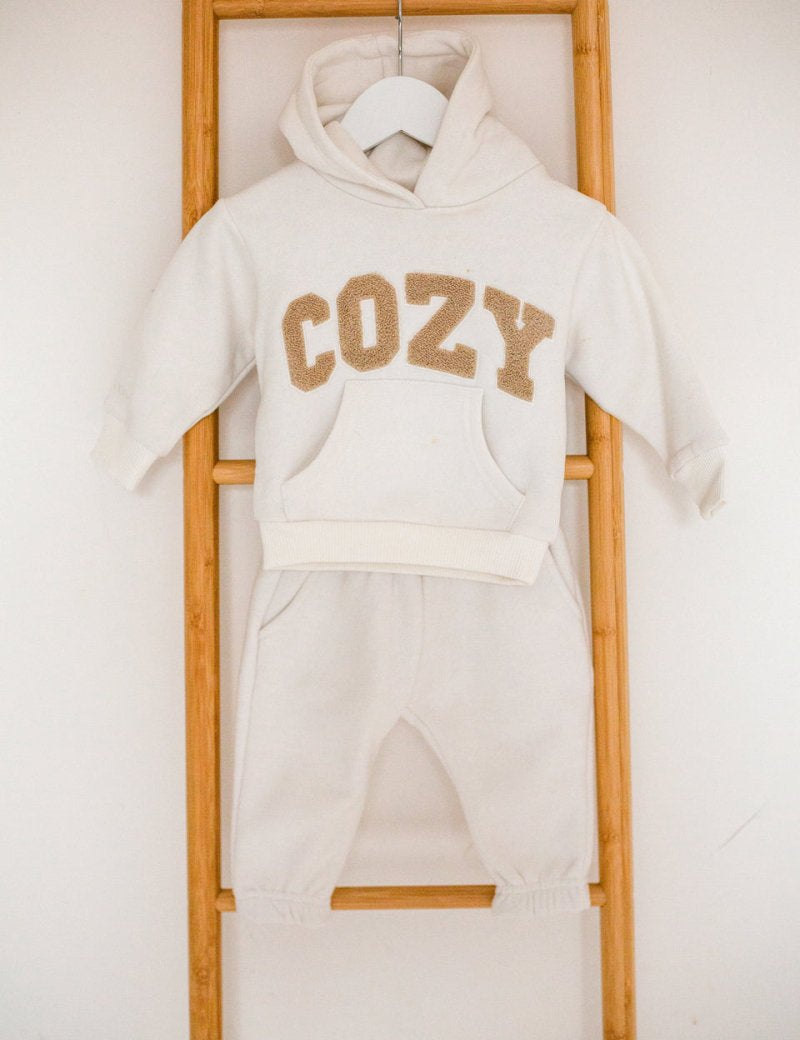 COZY Mini Tracksuit Off-White Set - Cozy Crew Club
