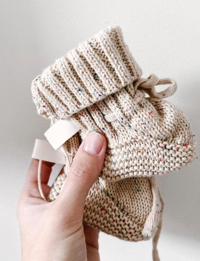 COZY Speckle Knit Booties 100% Cotton - Cozy Crew Club