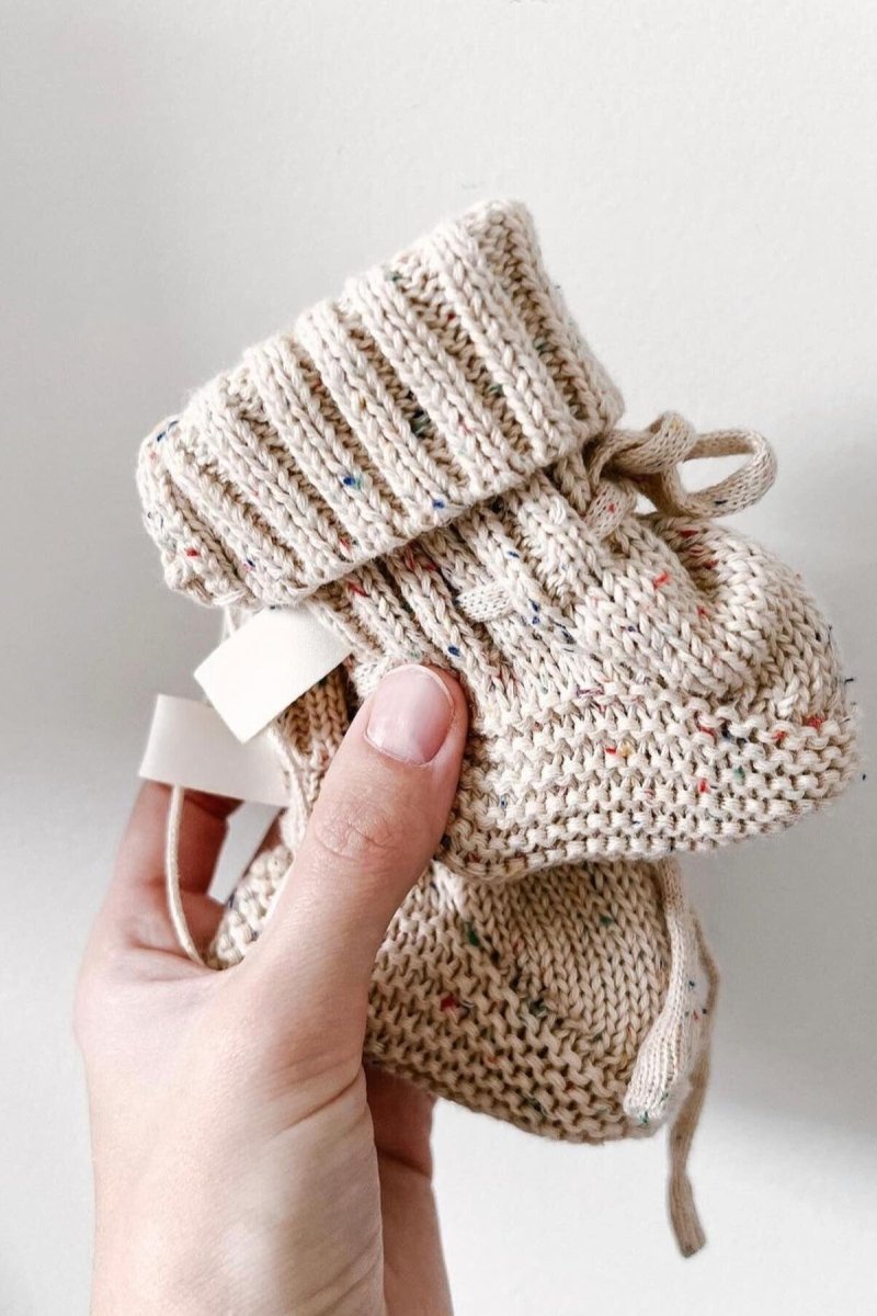 COZY Speckle Knit Booties 100% Cotton - Cozy Crew Club