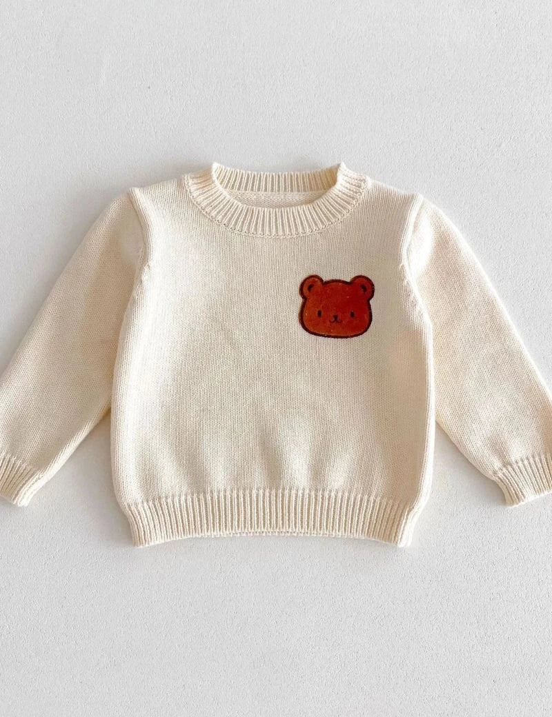 COZY Bear Knit Sweater Creme - Cozy Crew Club