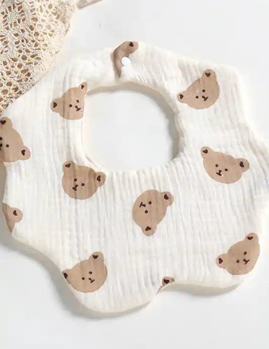 The Bear Bib 100% Cotton Creme - Cozy Crew Club