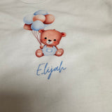 Sample Sale - 0-3m Bear balloon bodysuit personalised with 'Elijah'