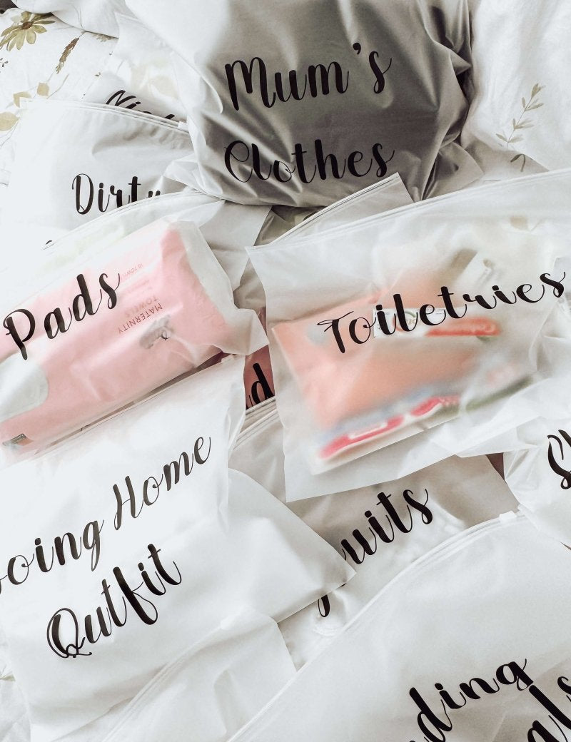 Maternity Bag Organizers x14 | Zip Lock Reusable Bags Set | Baby Shower Essentials - Cozy Crew Club
